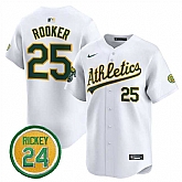 Men's Oakland Athletics #25 Brent Rooker White 2024 Home Limited With Rickey Henderson Patch Stitched Jersey Dzhi,baseball caps,new era cap wholesale,wholesale hats